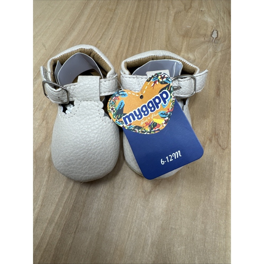 Myggpp Mary Jane Toddler Girls Slip On Shoes Sz 6-12 Mo Beige